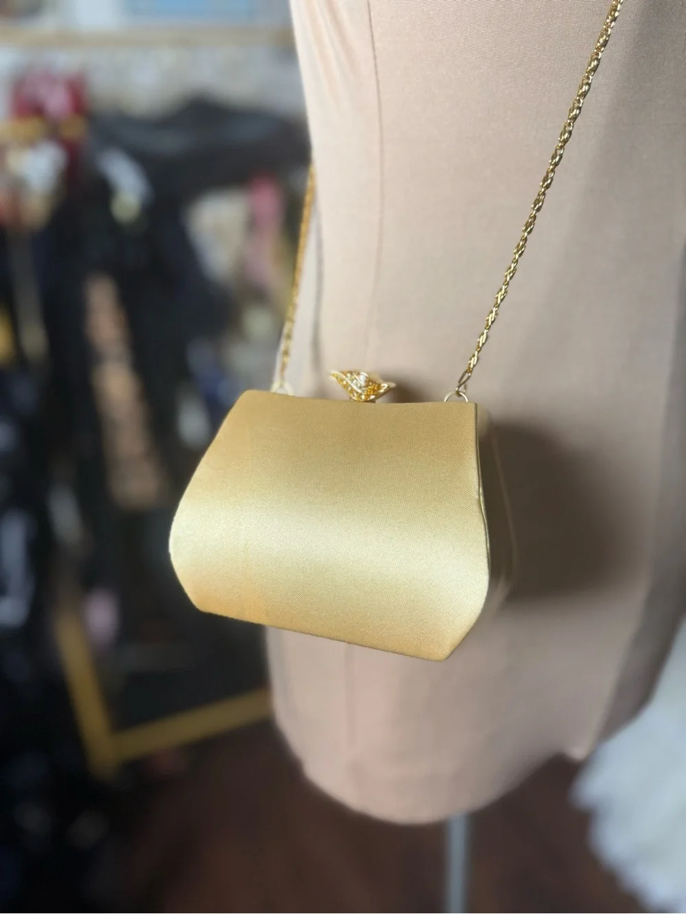 Vintage Jessica McClintock Gold Evening Clutch Bag